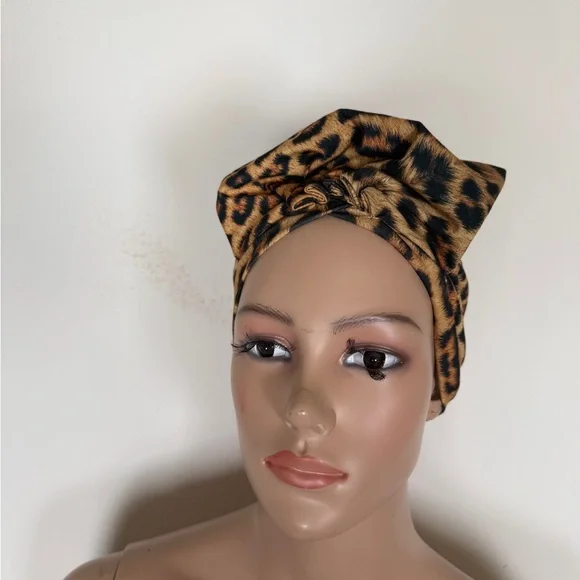 Leopard Print Head Wrap turban style hat - Picture 4 of 4